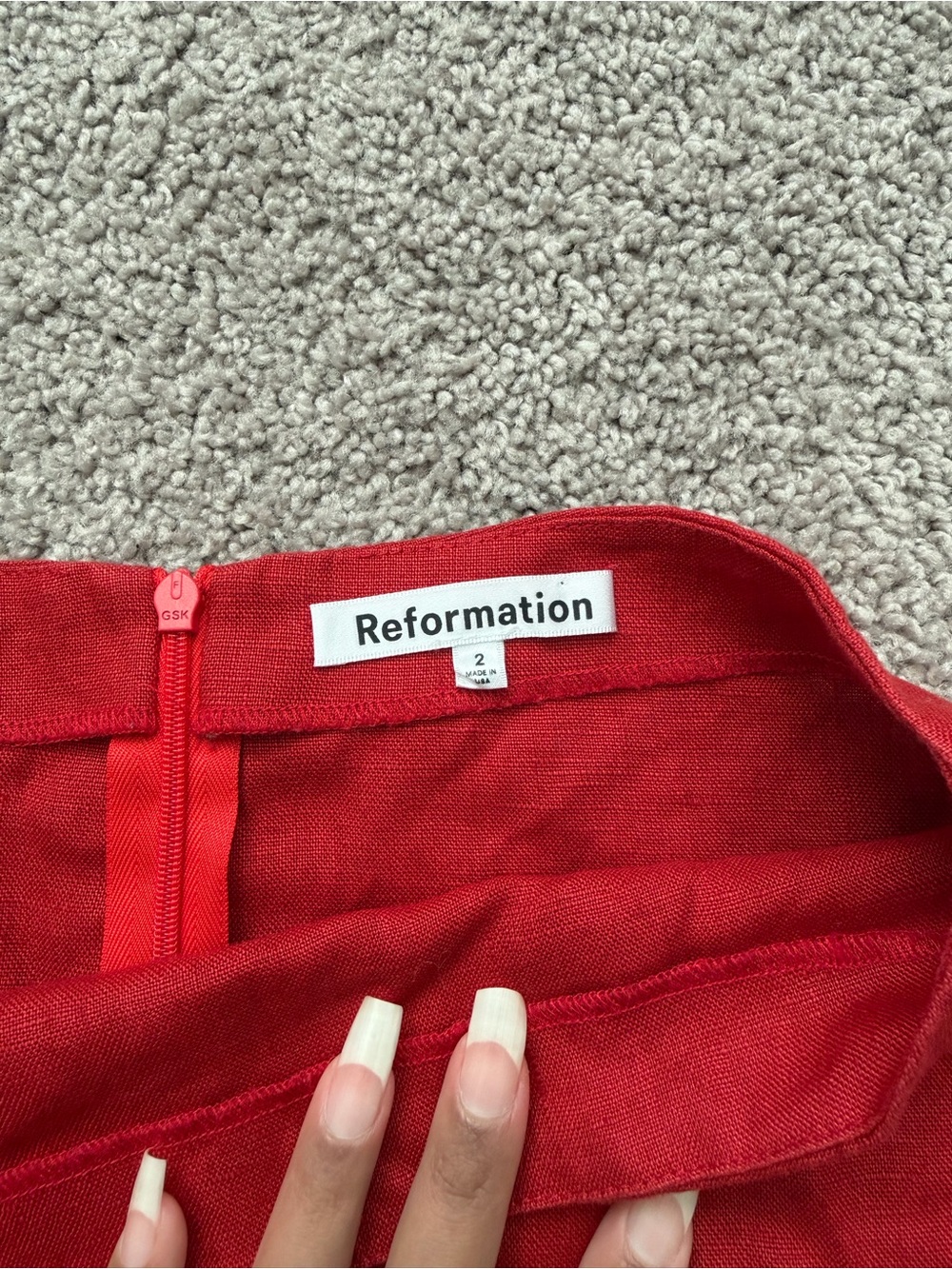 Reformation linen red mini skirt - Picture 5 of 6